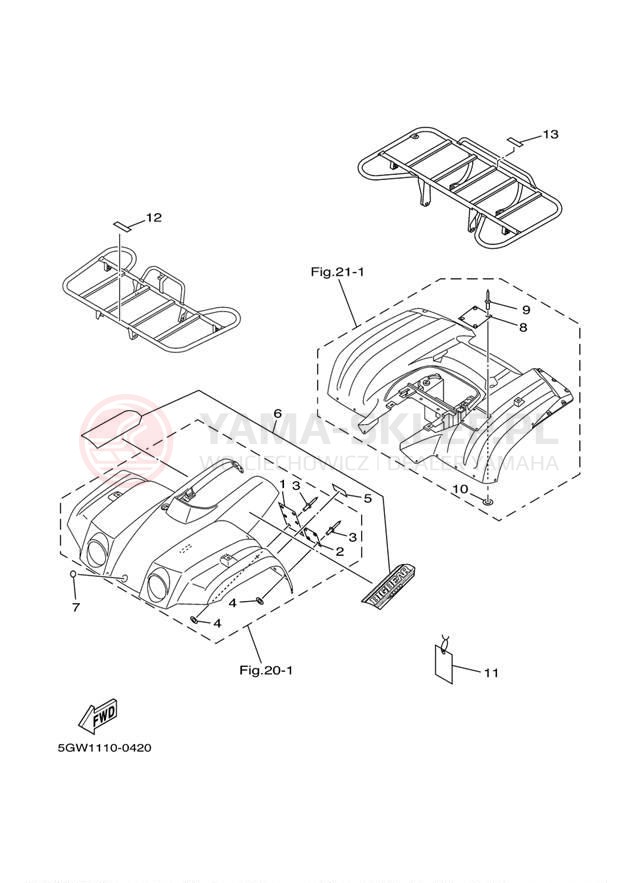 Schemat "naklejki" do Yamaha BIG BEAR 2WD YFM400MC/YFM400M