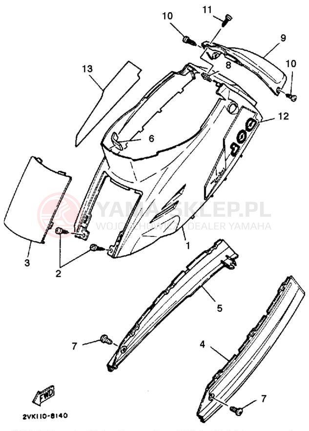 Schemat "Pokrywa boczna" do Yamaha JOG CG50B