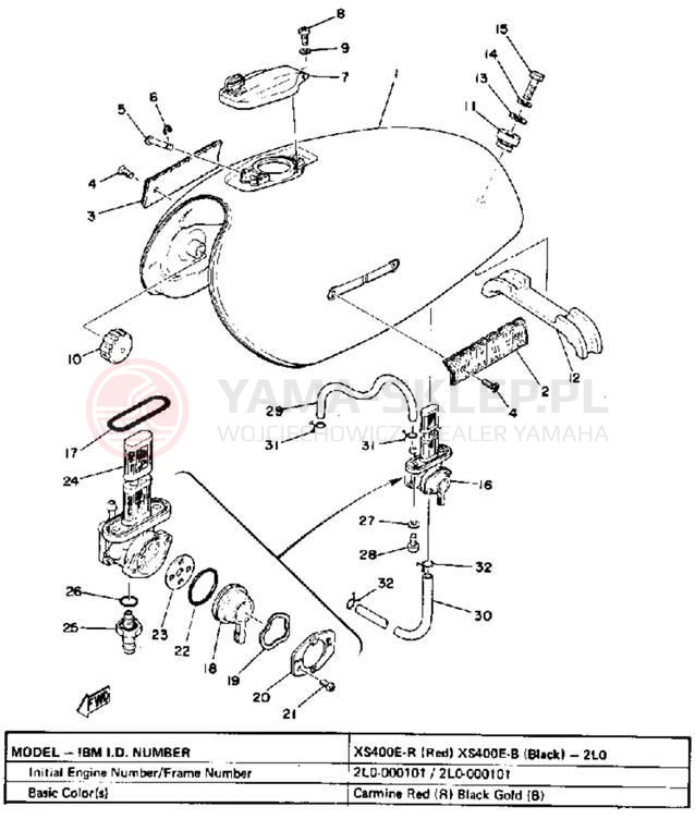 Schemat "zbiornik paliwa" do Yamaha XS400E