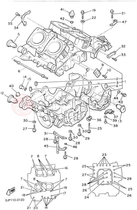 Schemat "Obudowa silnika" do Yamaha V-MAX 1200 VMX12LC/VMX12L