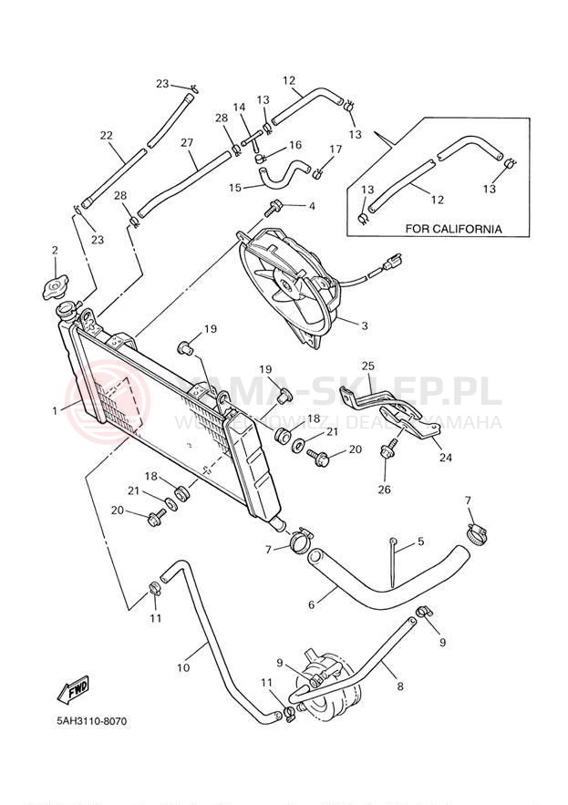 Schemat "Układ chlodzenia" do Yamaha YZF600R YZF600RW/YZF600RWC