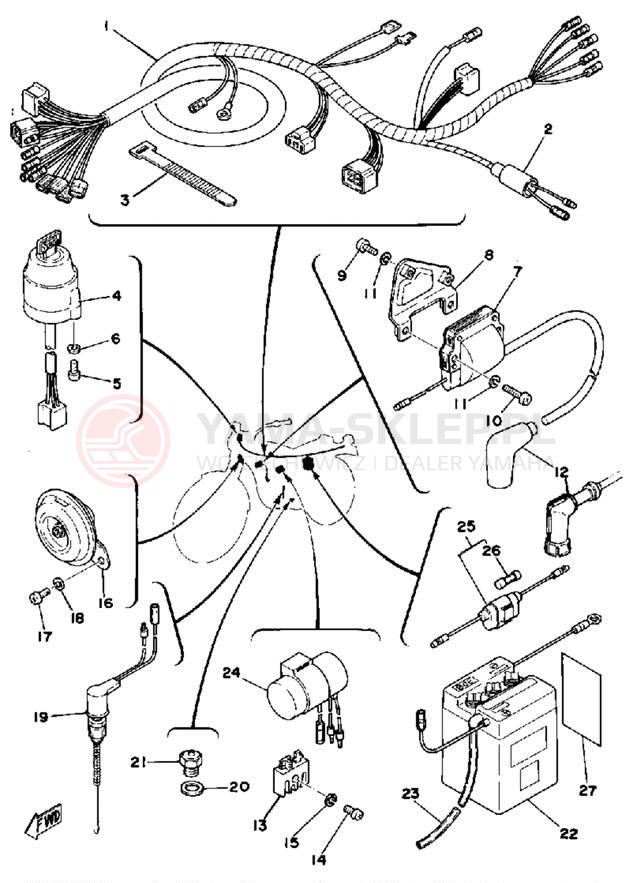 Schemat "układ elektryczny" do Yamaha DT100D