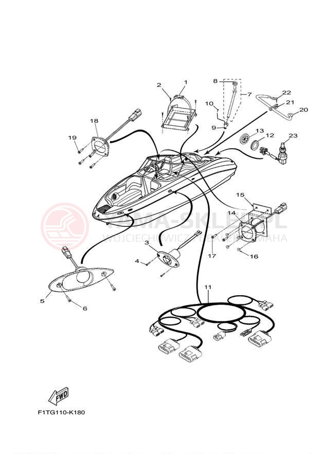 Schemat "układ elektryczny" do Yamaha AR210 FRT1100AK