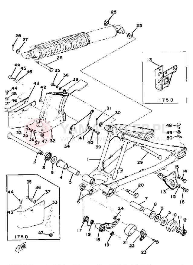 Schemat "Wahacz, osłona łańcucha" do Yamaha IT175D