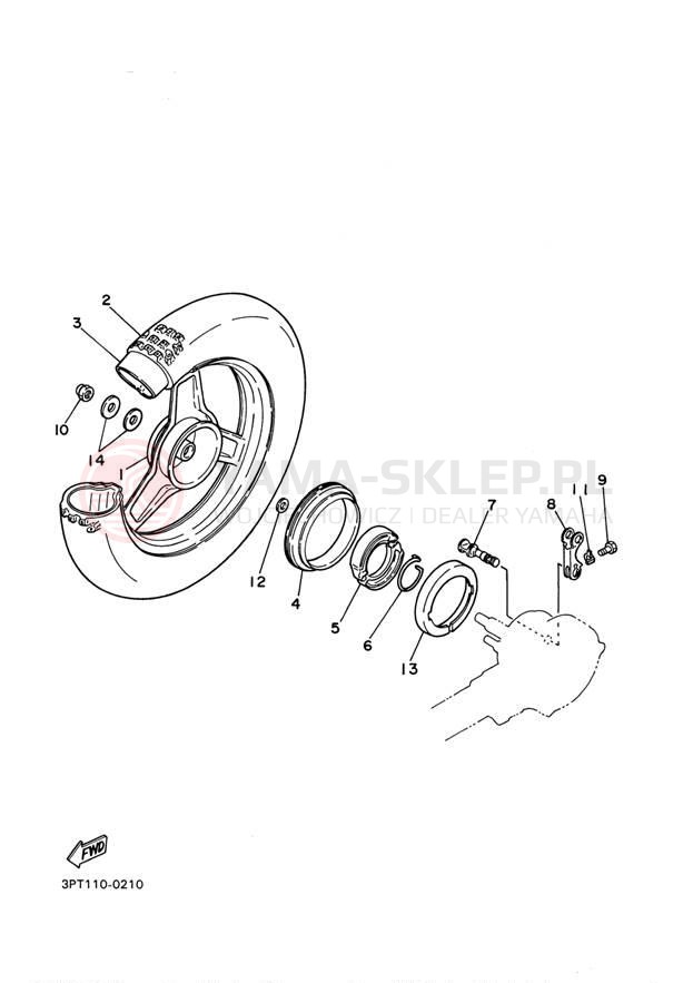 Schemat "Koło tył" do Yamaha YZINGER PW50M1