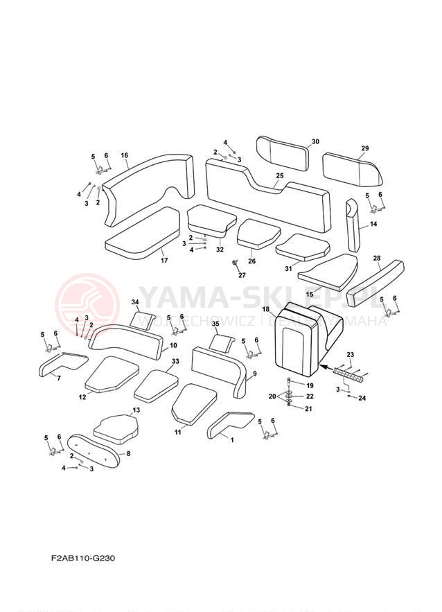Schemat "Schowek pod siedzeniem," do Yamaha 232 LIMITED SXT1100HLH