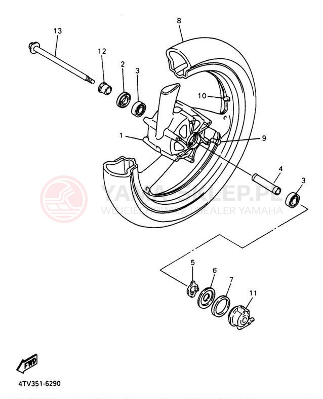 Schemat "Koło przód" do Yamaha YZF600RJC/YZF600RJ