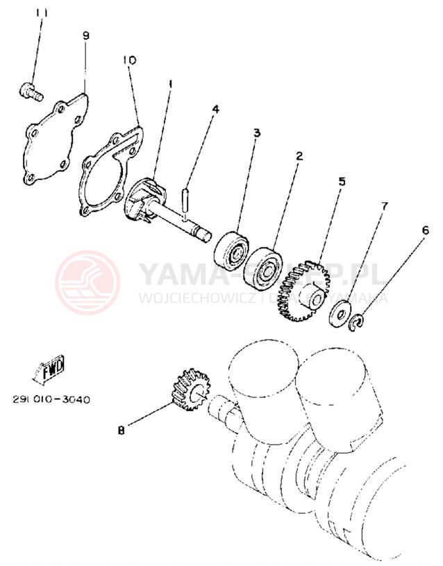 Schemat "Pompa wody" do Yamaha YFZ350D