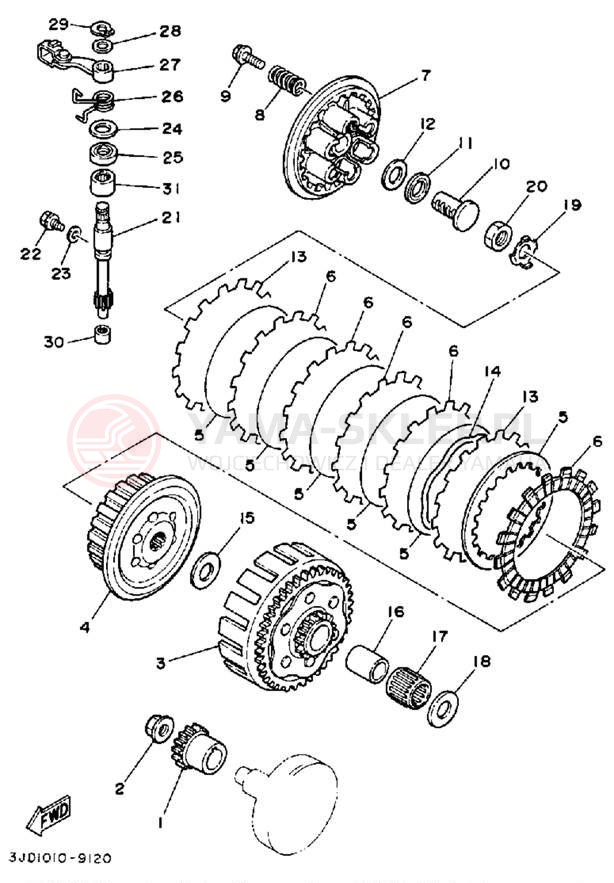 Schemat "sprzęgło" do Yamaha YZ125A