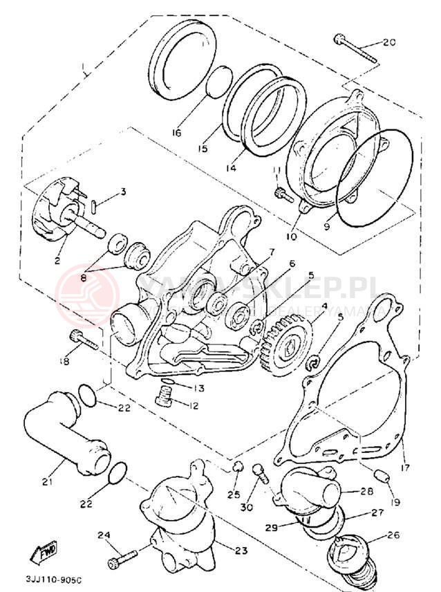 Schemat "Pompa wody" do Yamaha XVZ13DD/XVZ13DDC