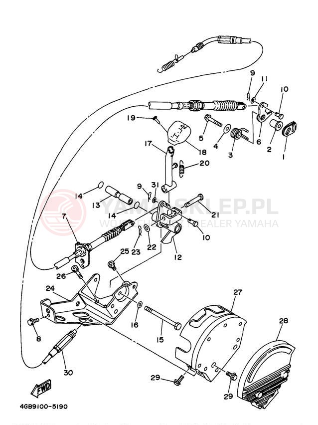 Schemat "Dźwignia zmiany biegów, wałek" do Yamaha YFM350FWJ_MNH