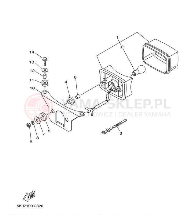 Schemat "lampa tył" do Yamaha BLASTER YFS200S