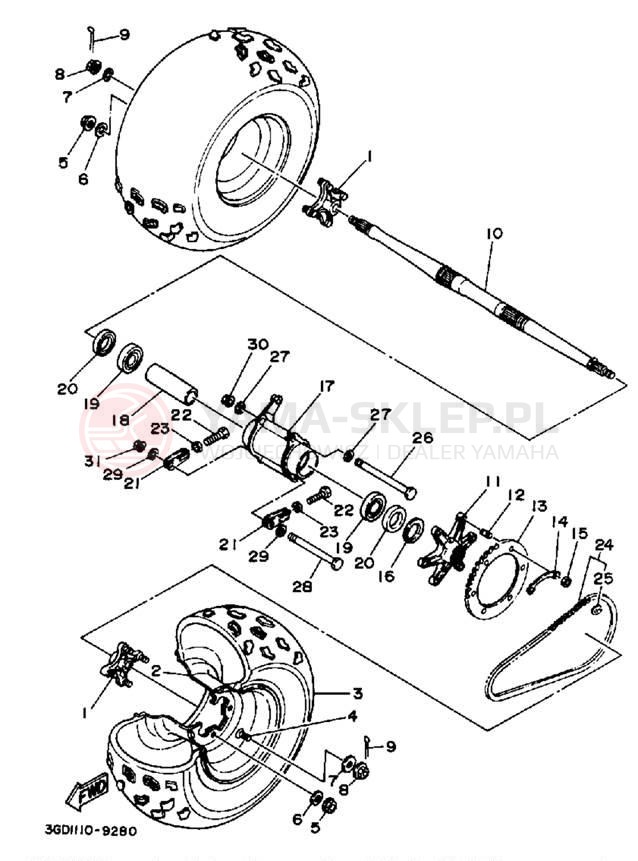 Schemat "Koło tył" do Yamaha WARRIOR YFM350XW