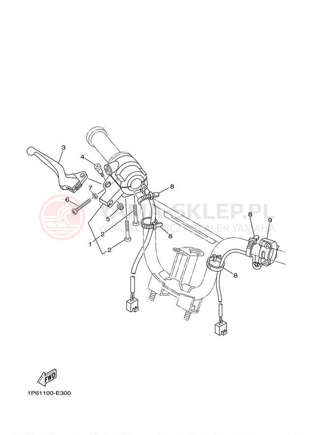 Schemat "Kierownica i osprzęt" do Yamaha TT-R50E TTR50EW