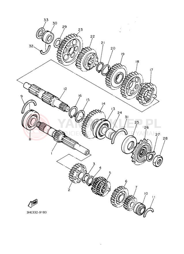 Schemat "Skrzynia biegów " do Yamaha FZR600RE