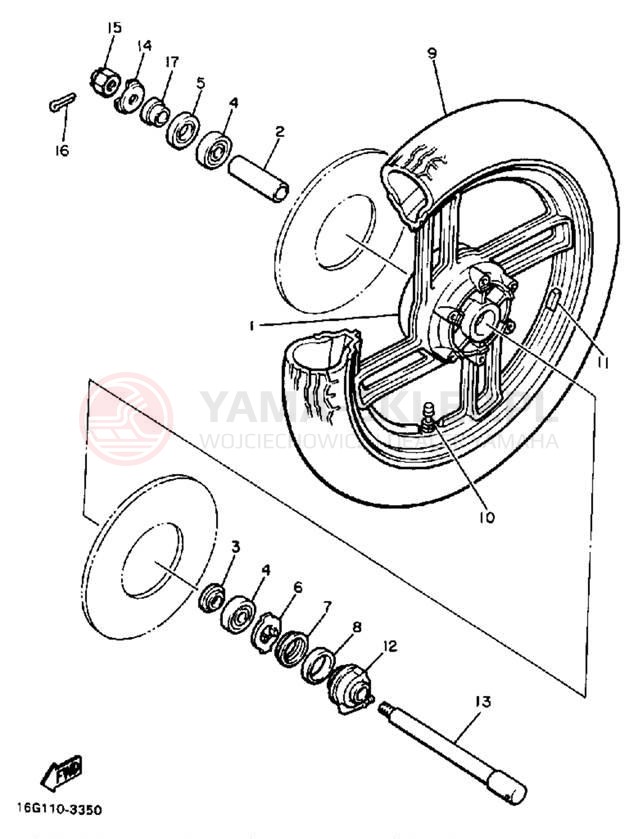 Schemat "Koło przód" do Yamaha XJ650LJ