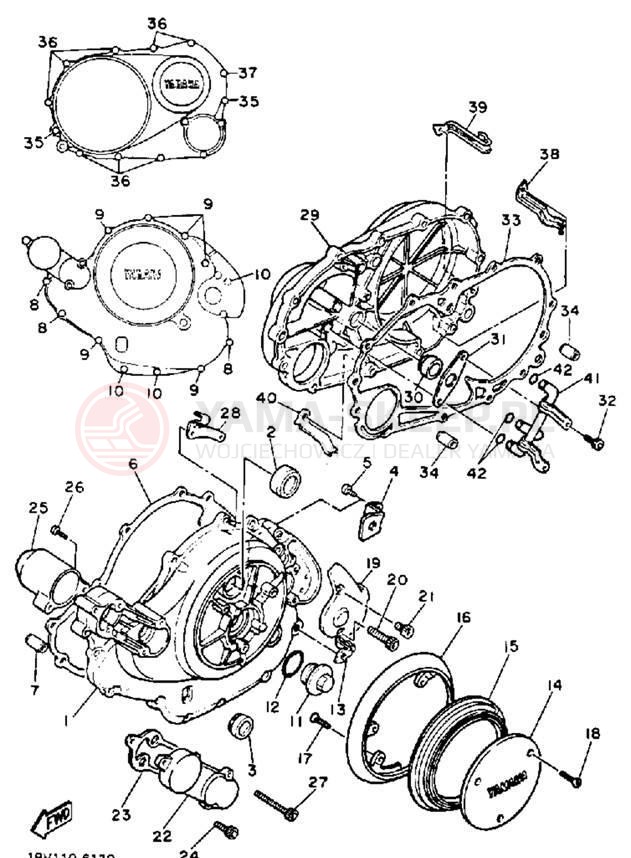 Schemat "Pokrywa silnika" do Yamaha VIRAGO 1100 XV1100E/XV1100EC