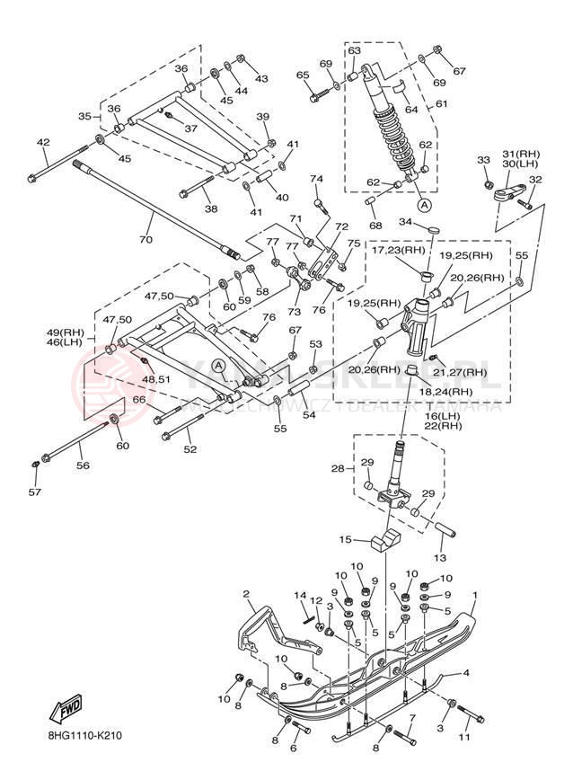 Schemat "płozy" do Yamaha APEX XTX RX10PXTBB/RX10PXTBL