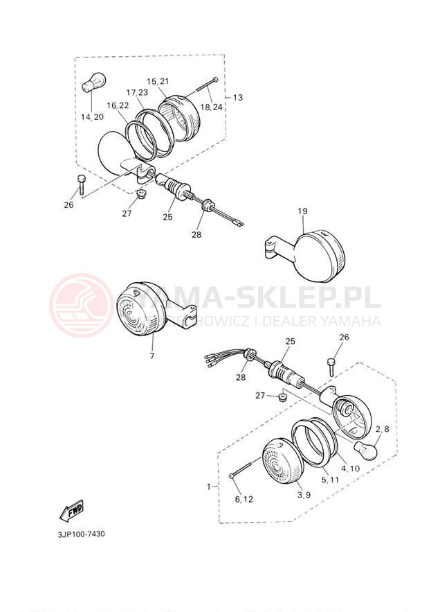 Schemat "kierunkowskazy" do Yamaha V-MAX CA VMX12W1C/VMX12W1