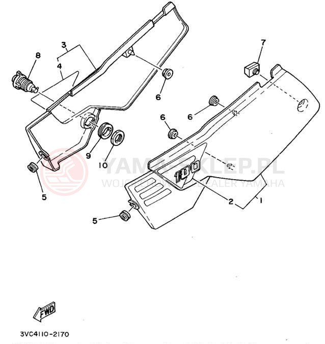 Schemat "Pokrywa boczna" do Yamaha RT180D