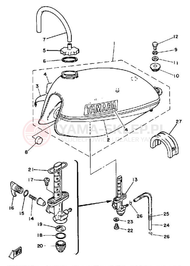 Schemat "zbiornik paliwa" do Yamaha DT250F