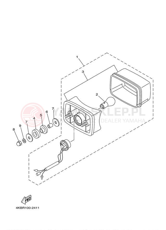 Schemat "lampa tył" do Yamaha BIG BEAR 400 2WD YFM40S
