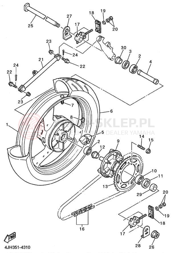 Schemat "Koło tył" do Yamaha YZF600RHC/YZF600RH
