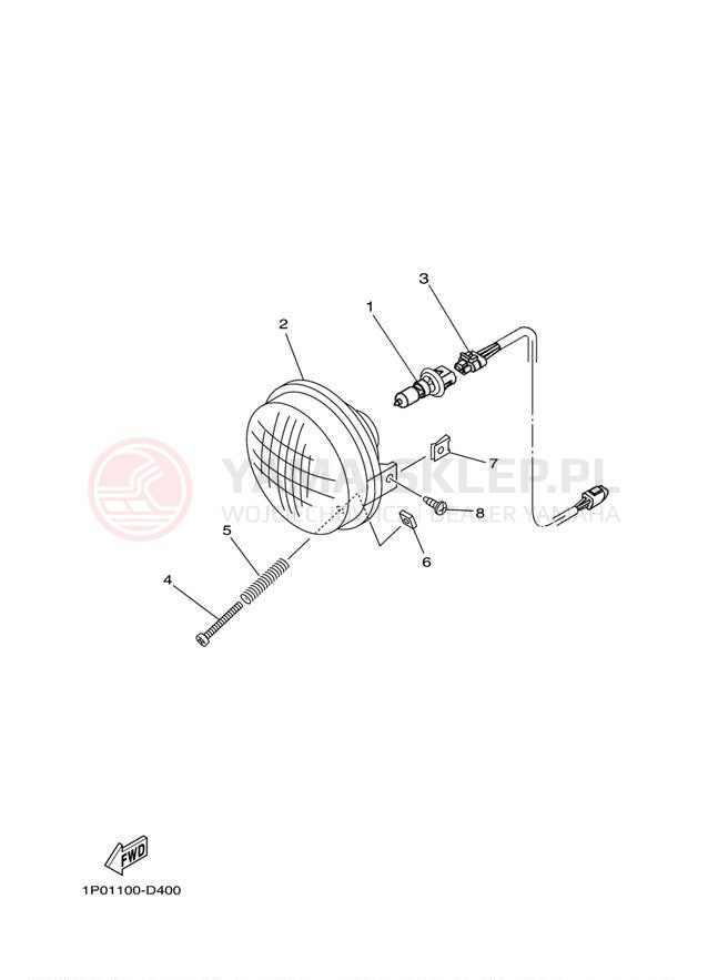 Schemat "Lampa przód" do Yamaha BRUIN 250 2WD YFM25BV