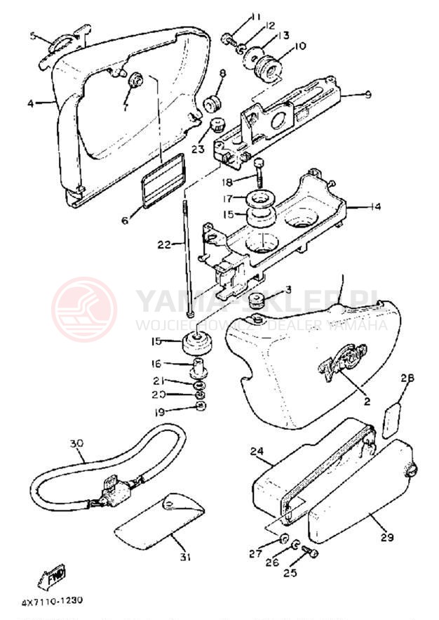 Schemat "Tylny błotnik" do Yamaha VIRAGO 750 XV750J