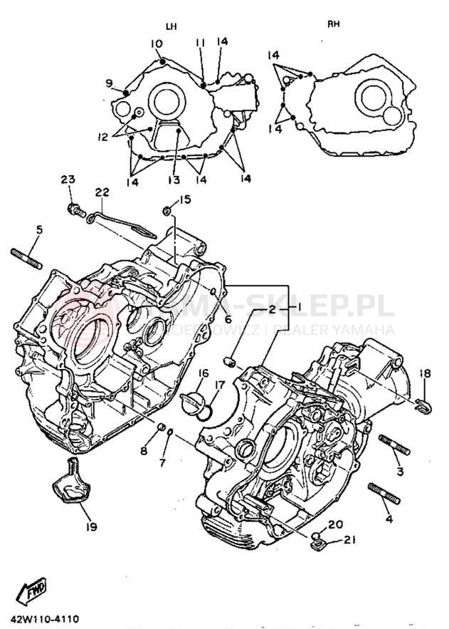 Schemat "Obudowa silnika" do Yamaha VIRAGO 750 XV750DC/XV750D
