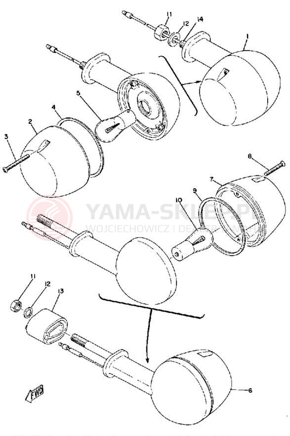 Schemat "kierunkowskazy" do Yamaha RD60A