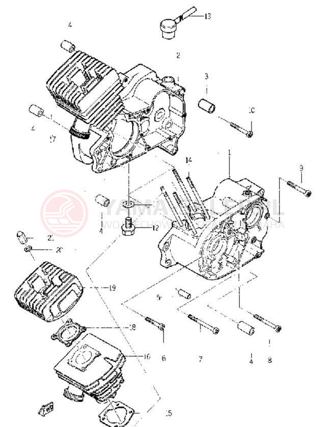 Schemat "Obudowa silnika" do Yamaha YL1E
