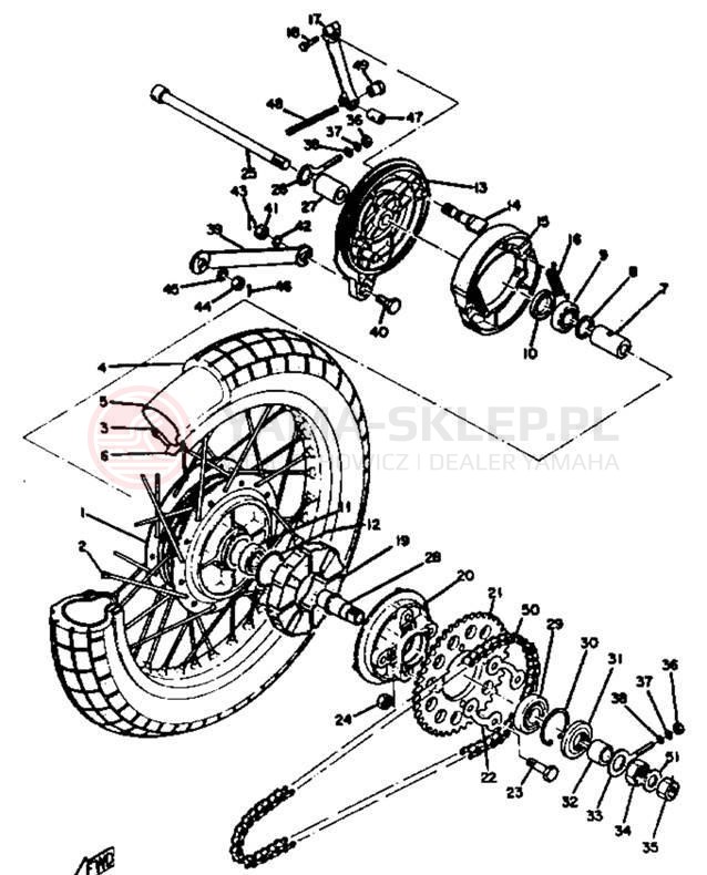 Schemat "Koło tył" do Yamaha HT1