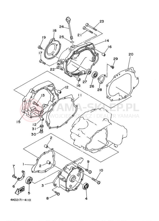 Schemat "Pokrywa silnika" do Yamaha TIMBERWOLF 4WD YFB250FWM