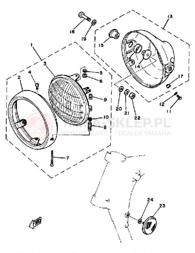 Schemat "Lampa przód" do Yamaha SR250H