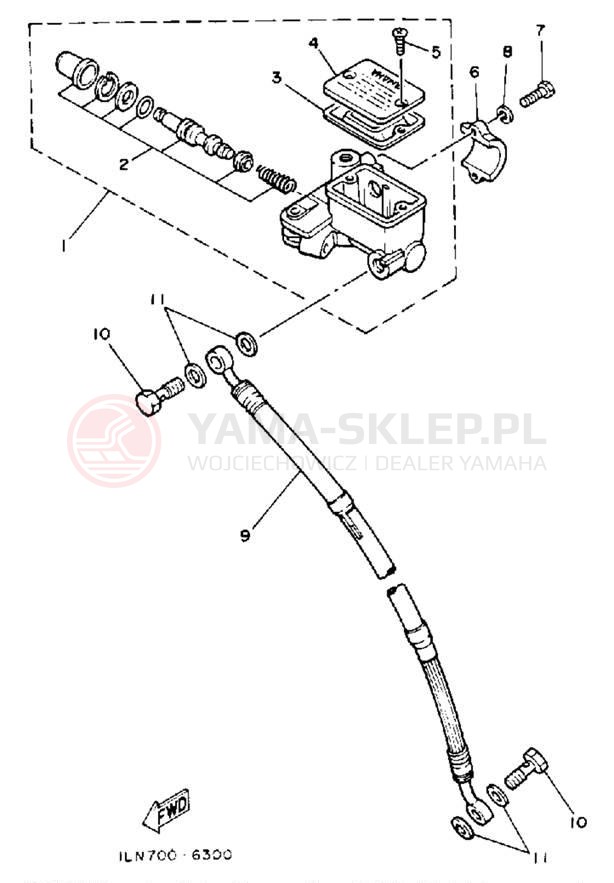 Schemat "Pompa hamulcowa przednia" do Yamaha TT350S