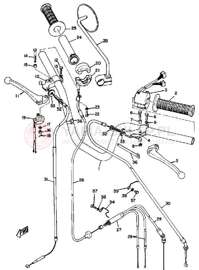 Schemat "Kierownica i osprzęt" do Yamaha LS2
