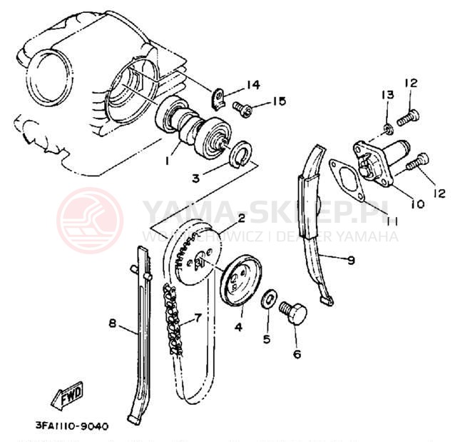 Schemat "Rozrząd - łańcuszek" do Yamaha BREEZE YFA1W