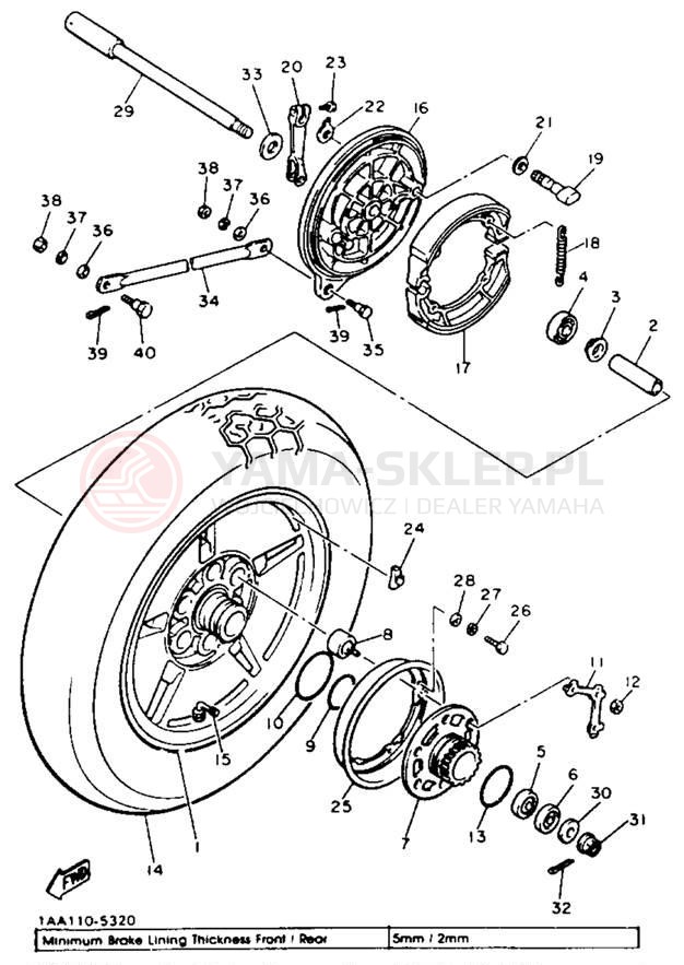 Schemat "Koło tył" do Yamaha MAXIM X XJ700XNC/XJ700XN