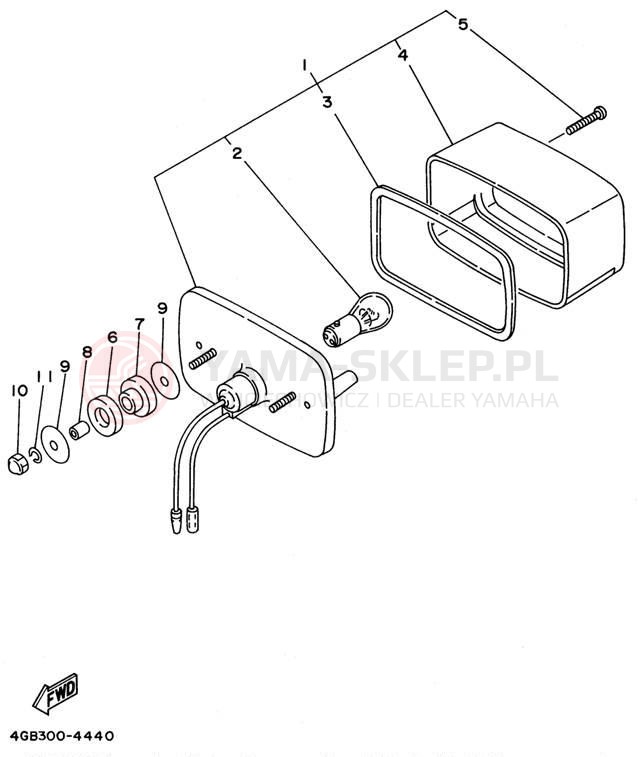 Schemat "Oświetlenie tył" do Yamaha WOLVERINE 4WD YFM350FXH_