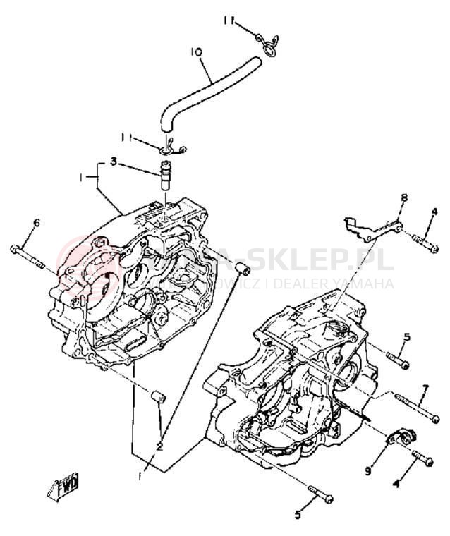 Schemat "Obudowa silnika" do Yamaha SR185H