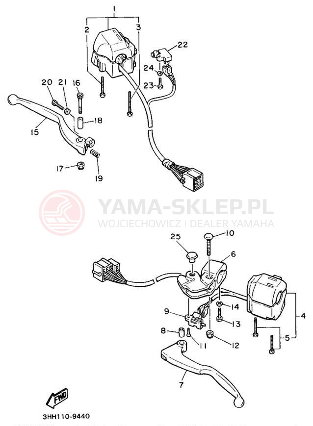 Schemat "Kierownica i osprzęt" do Yamaha FZR600W