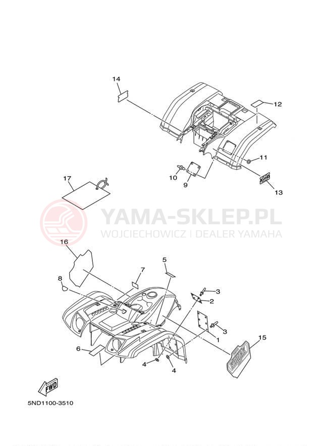 Schemat "naklejki" do Yamaha KODIAK 450 4WD YFM450FAR