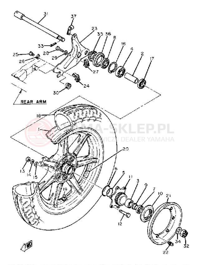 Schemat "Koło tył" do Yamaha XS850LG