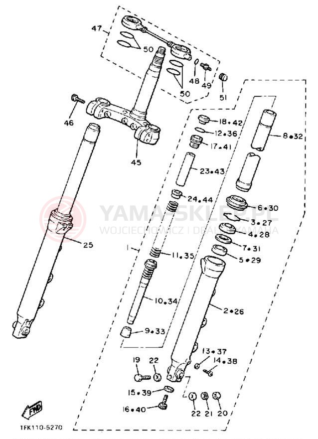 Schemat "Amortyzatory przód" do Yamaha V-MAX 1200 VMX12U/VMX12UC
