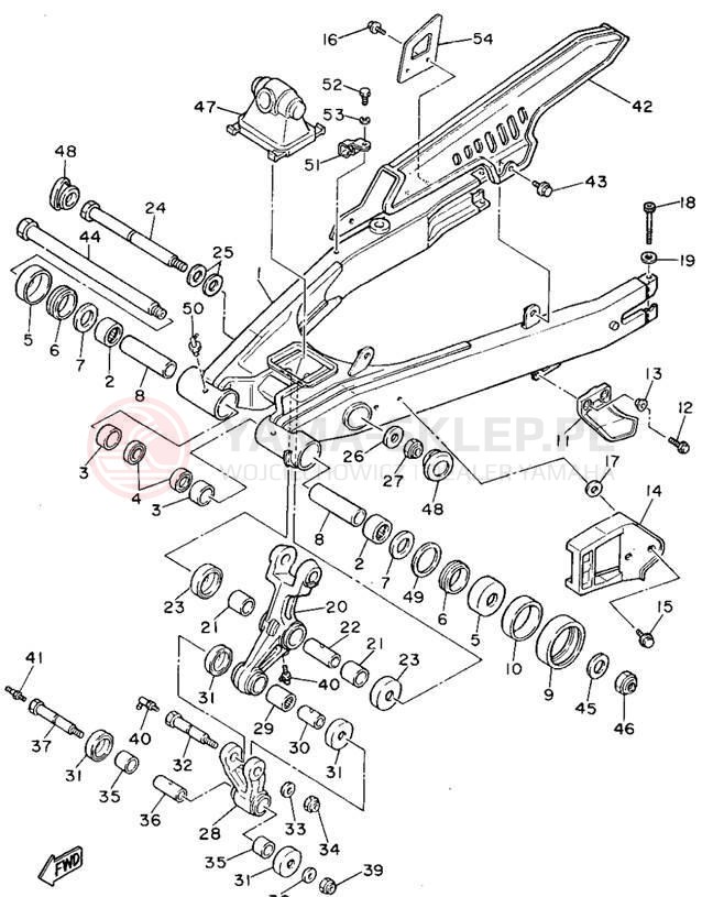 Schemat "wahacz" do Yamaha XT600EF/XT600EFC