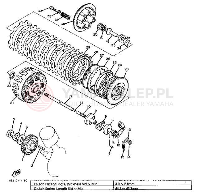 Schemat "sprzęgło" do Yamaha XV920J