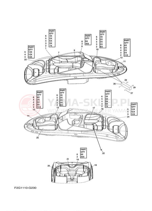 Schemat "Schowek pod siedzeniem," do Yamaha 212X FAT1100AG
