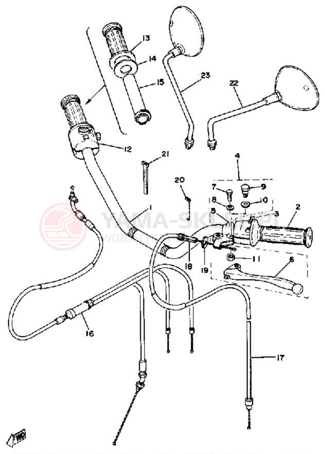 Schemat "Kierownica i osprzęt" do Yamaha RD400E