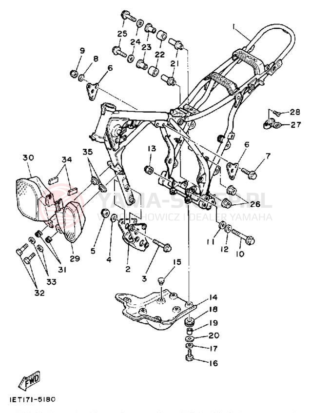 Schemat "rama" do Yamaha XT350UC/XT350U